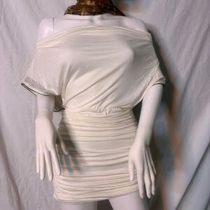 Unbranded Women's Cream and White Dress